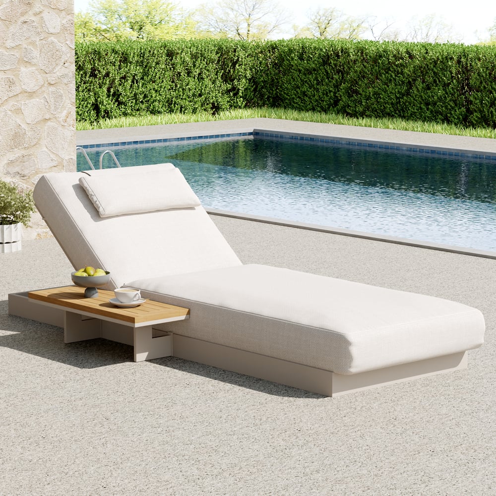 Customer Reviews for Axis Wood & Aluminum Outdoor Lounger Daybed Patio Furniture in Warm White Cushion