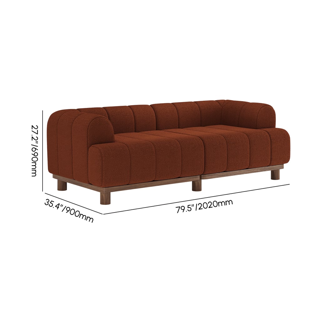80" Boucle 2-Piece Sofa with Wood Legs weights dimensions image