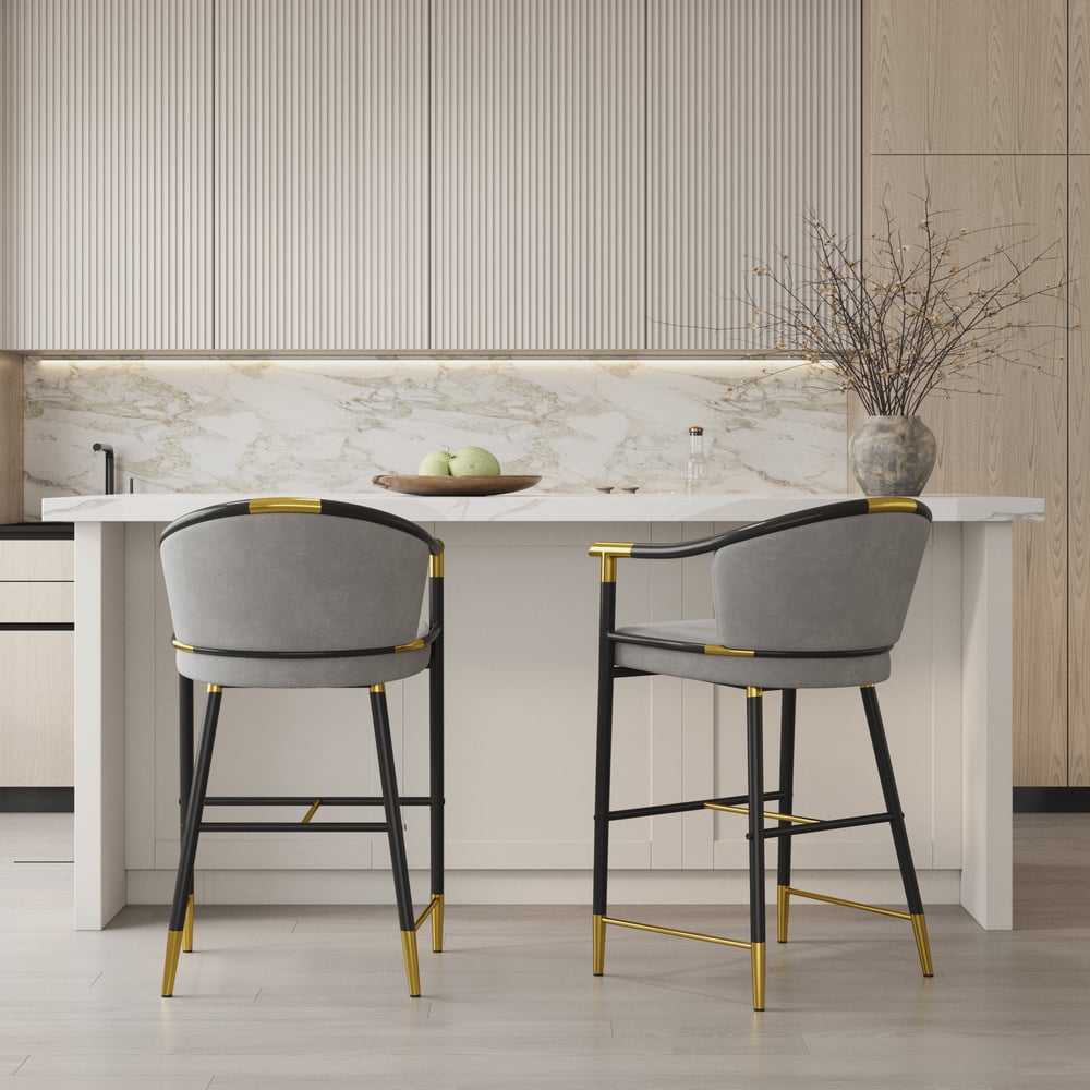 Questions and Answers for Craines Series Modern Velvet Counter Stools with Upholstery Grey