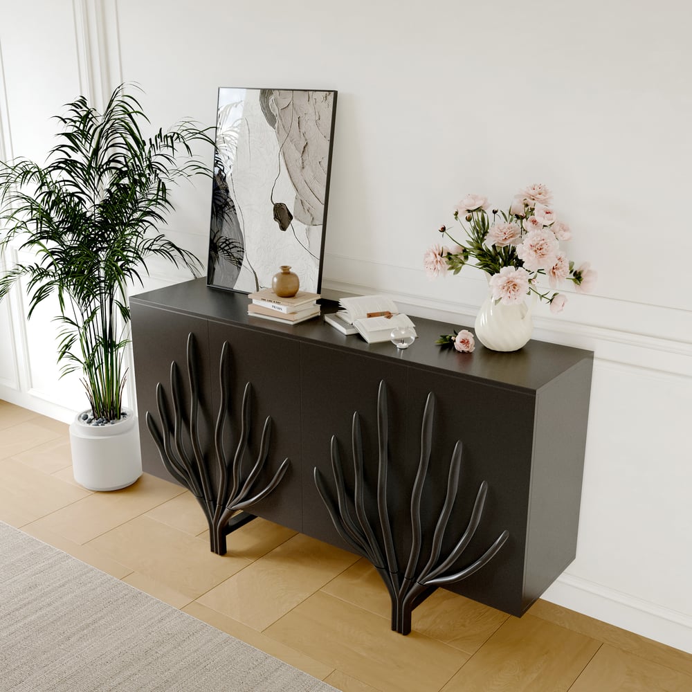 Oceny klientów dla 1600 mm konstrukcja gałęzi kredensu z połowy wieku Nowoczesny bufet z 2 drzwiami 2 półkami