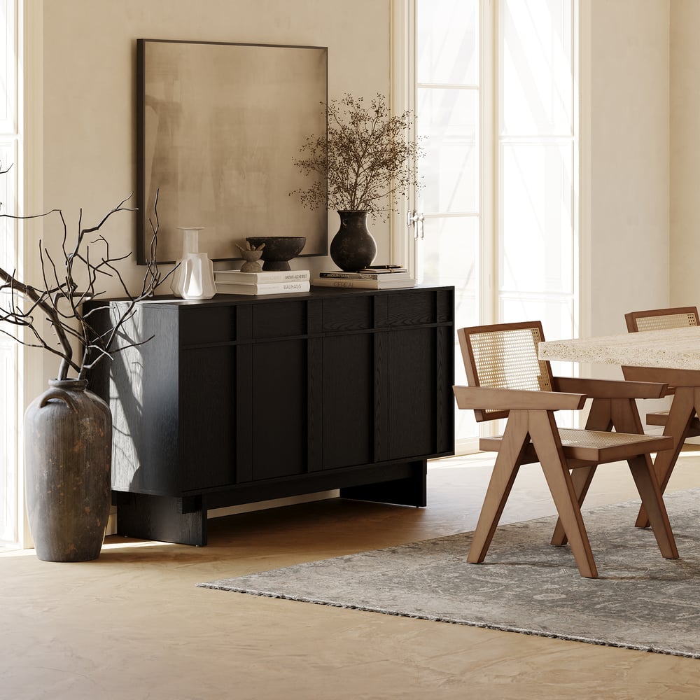 Questions and Answers for 60" Mid Century Modern Sideboard Wooden Buffet with Storage