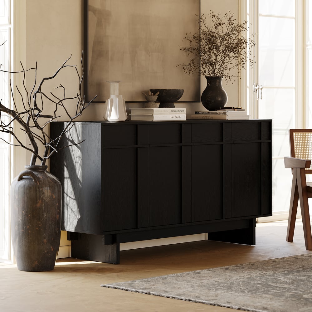 Questions and Answers for 60" Mid Century Modern Sideboard Wooden Buffet with Storage