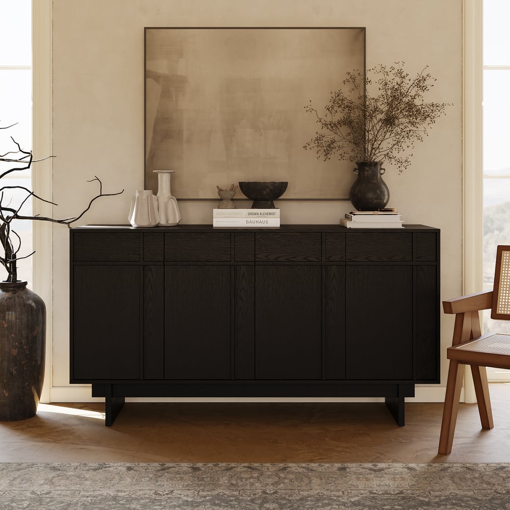 Questions and Answers for 60" Mid Century Modern Sideboard Wooden Buffet with Storage