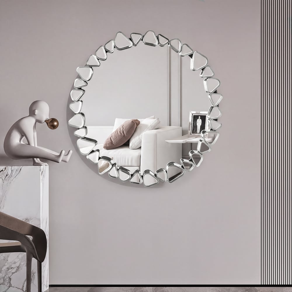 Customer Reviews for 23.6" Modern Silver Wall Mirror – Decorative Round Statement Mirror