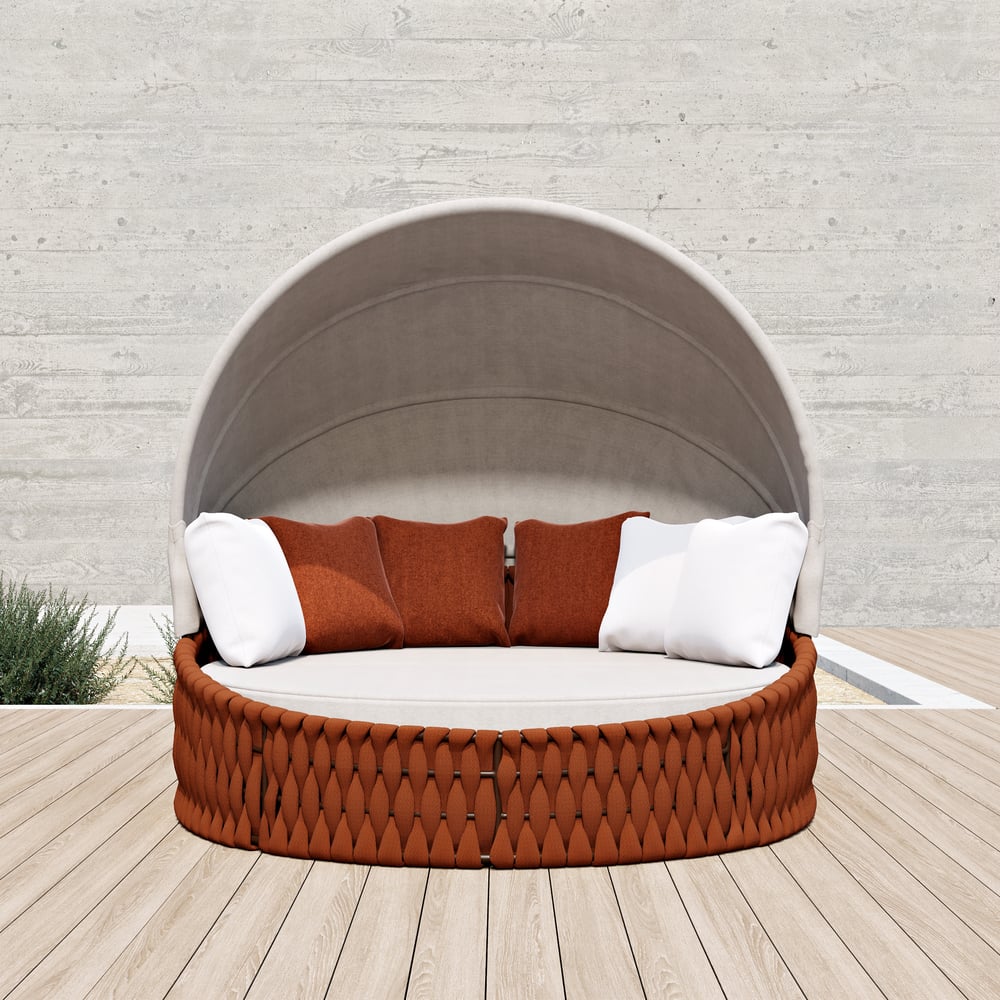 Reseñas de Clientes para Isla solar Cocaro para jardín, impermeable, trenzada, gris, con marco de aluminio y toldo
