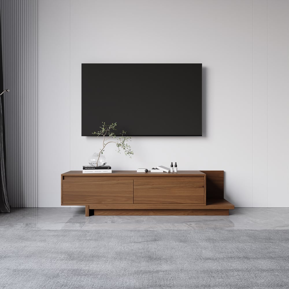 Questions et Réponses pour Meuble TV extensible Fero en noyer avec 2 tiroirs (1200 mm-2000 mm)