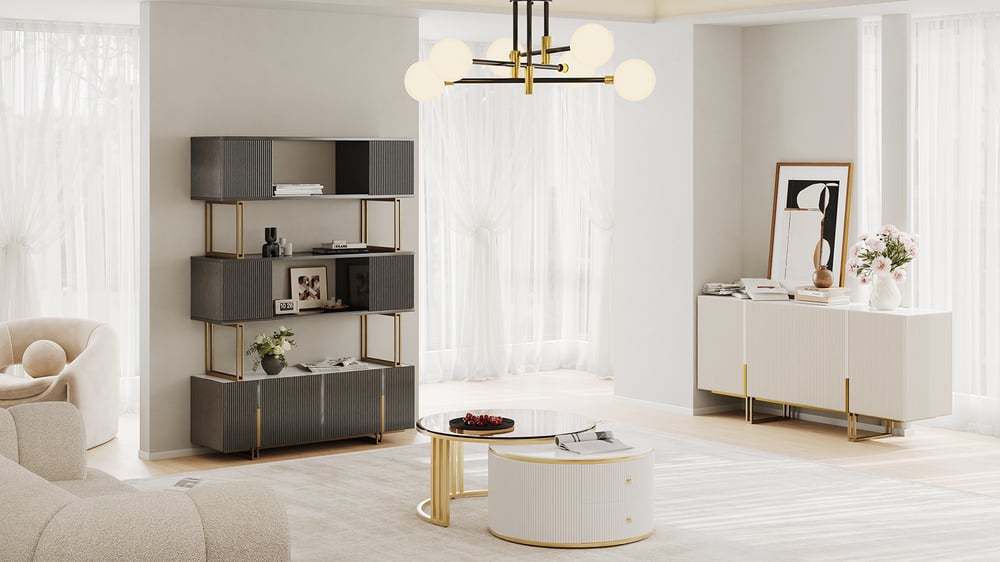 Customer Reviews for Glossy Black Sliding Door Etagere Bookshelf 5-Shelf Tall Book Shelf Rich Storage-170cm