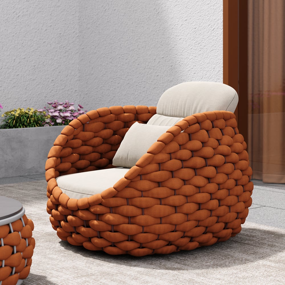 Klantrecensies voor Cocaro outdoor loungestoel van aluminium met gevlochten touw in oranje