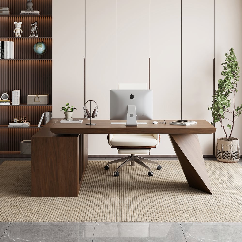 Questions et Réponses pour Tiroirs de bureau de direction modernes en forme de L en noyer et armoire droite (1800 mm)