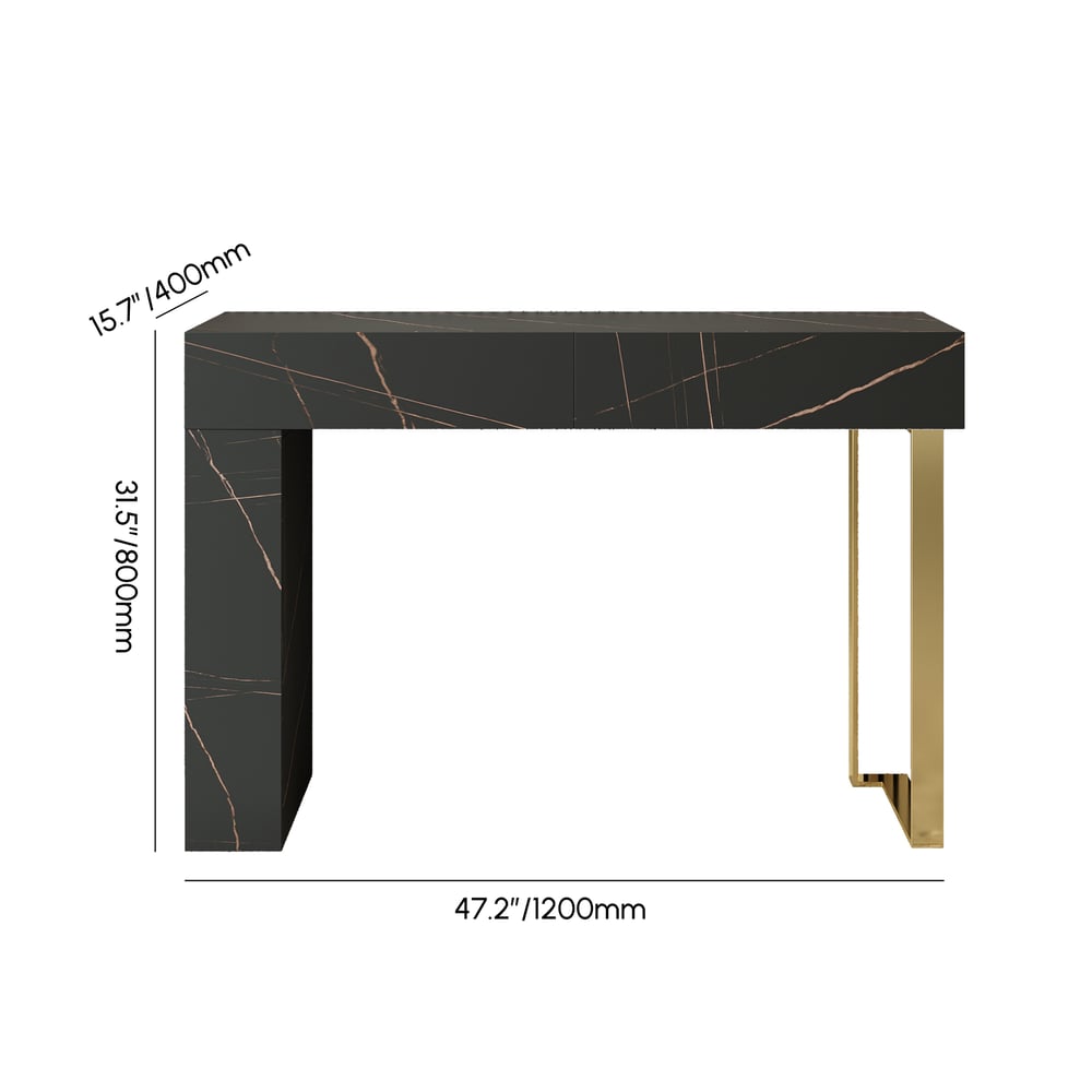 47.2" Black Console Table Modern Rectangle Accent Table For Entryway with 2 Drawers weights dimensions image