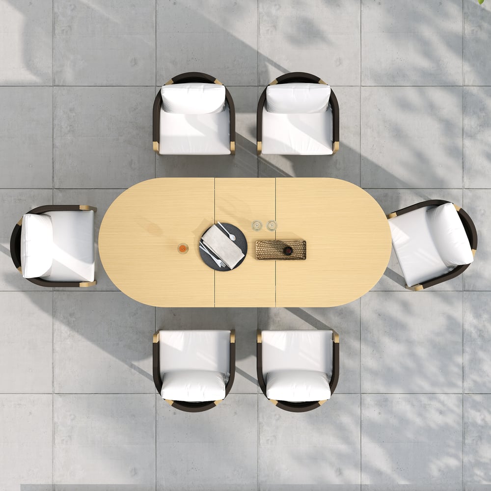 Perguntas e respostas para Conjunto de jantar extensível ao ar livre de 7 peças com 6 poltronas de tecido para 4 a 6 pessoas