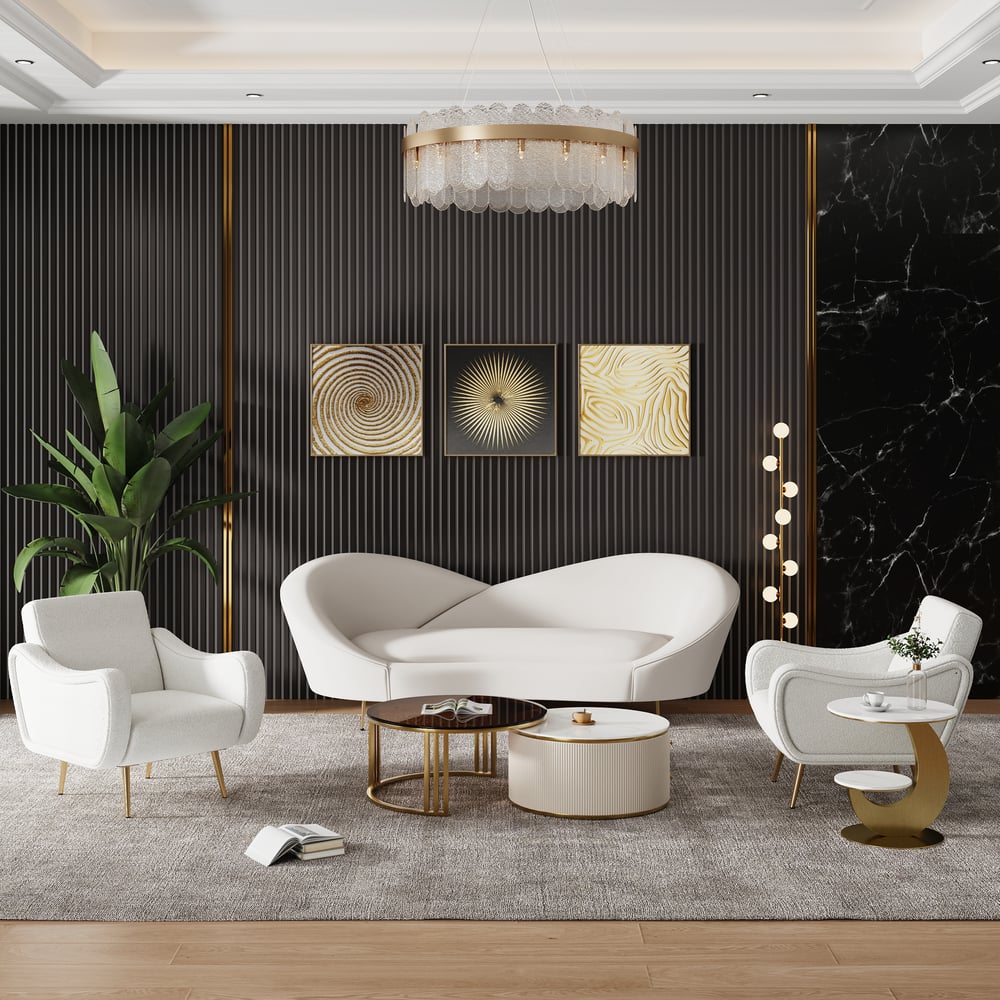 Questions and Answers for 2360mm Modern White Velvet Upholstered Large 3-Seater Curved Sofa