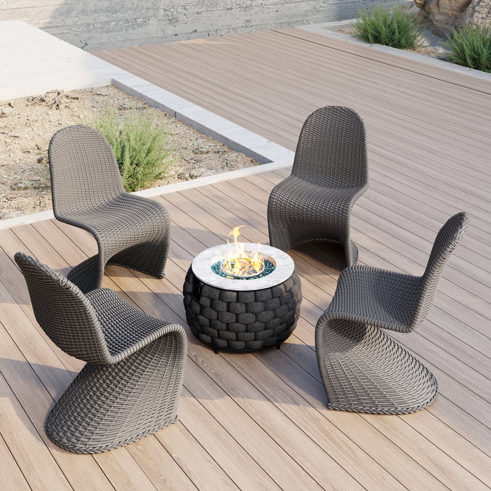 Perguntas e respostas para Conjunto de cadeiras de jantar para pátio externo de alumínio costeiro e vime trançado de 2 peças em cinza escuro