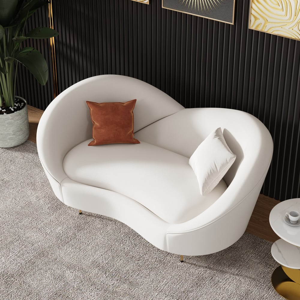 Questions et Réponses pour Grand canapé incurvé 2 places rembourré en velours blanc moderne de 1600 mm