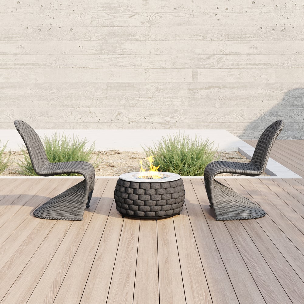 Perguntas e respostas para Conjunto de cadeiras de jantar para pátio externo de alumínio costeiro e vime trançado de 2 peças em cinza escuro