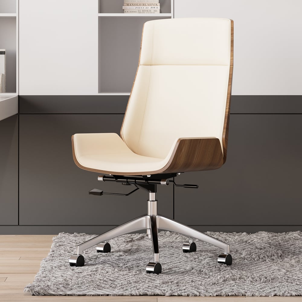 Questions and Answers for White Faux Leather Office Chair Desk Chair with Wheels & Adjustable Height