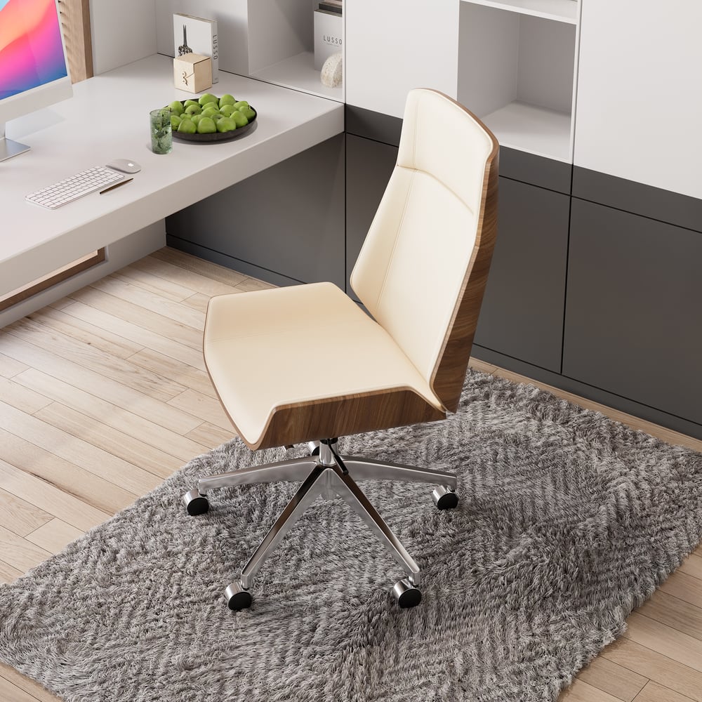 Questions and Answers for White Faux Leather Office Chair Desk Chair with Wheels & Adjustable Height