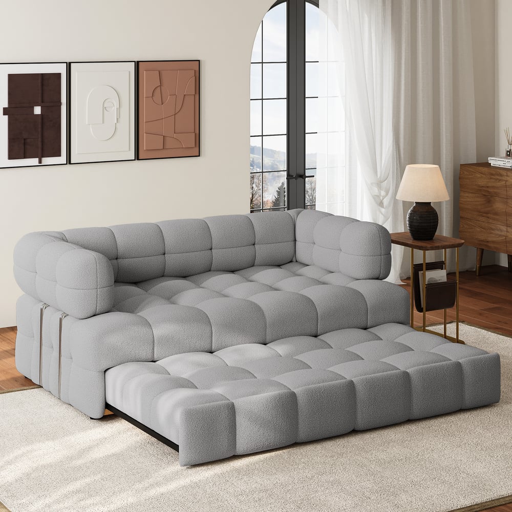 Questions and Answers for 1670mm Boucle Convertible Pull out Sofa Bed Couch 2 Seater