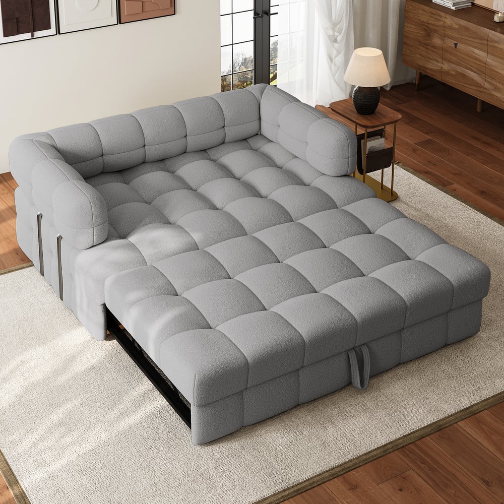 Questions and Answers for 1670mm Boucle Convertible Pull out Sofa Bed Couch 2 Seater