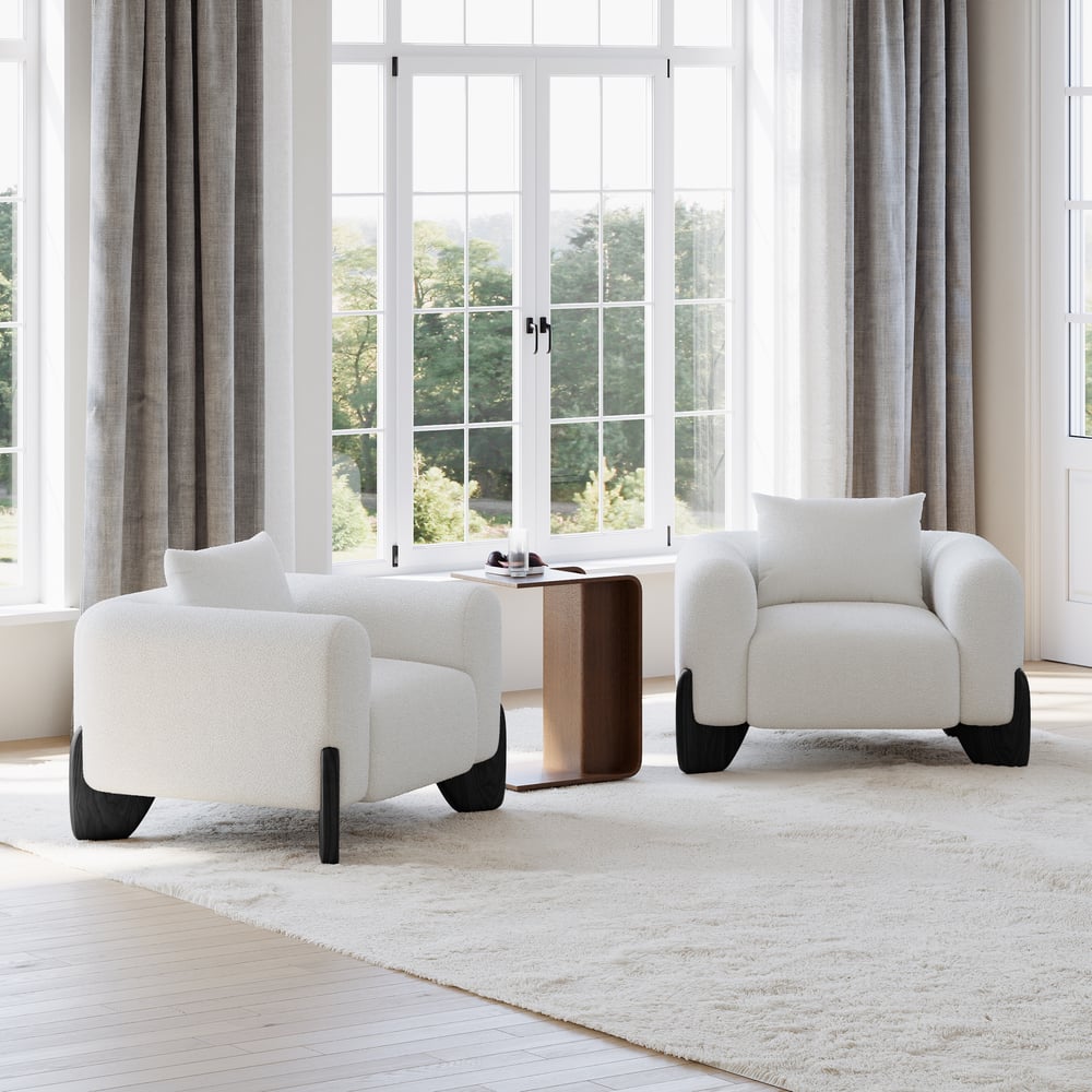 Questions and Answers for Curva Boucle Accent Chair with Wood Frame