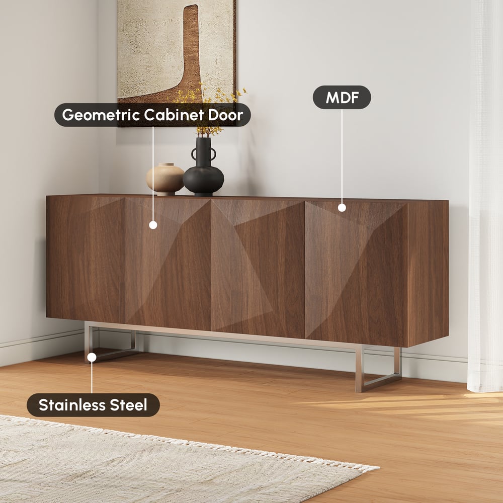 Recensioni dei clienti per Credenza moderna in legno noce da 180 cm con ante e ripiani regolabili