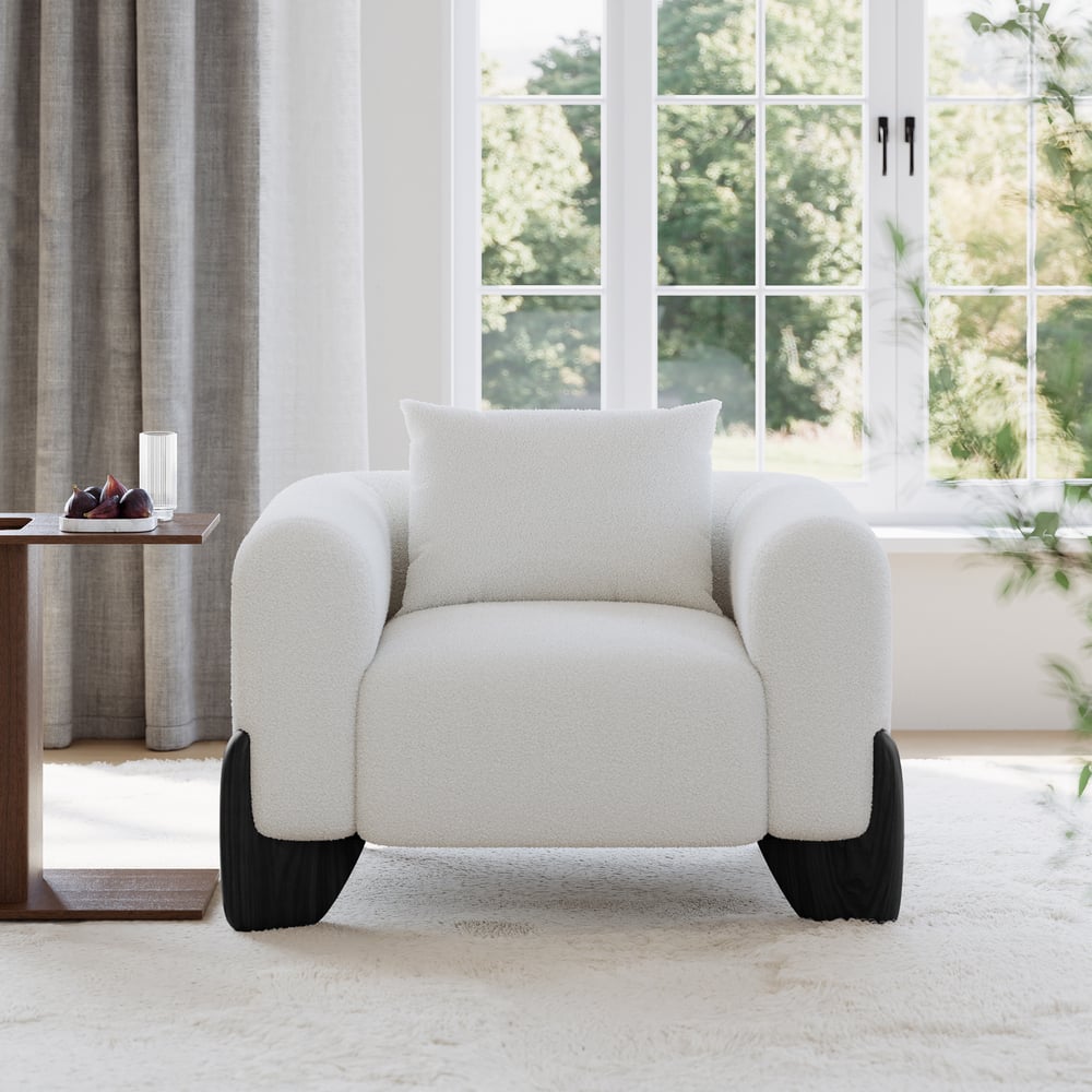 Questions and Answers for Curva Boucle Accent Chair with Wood Frame
