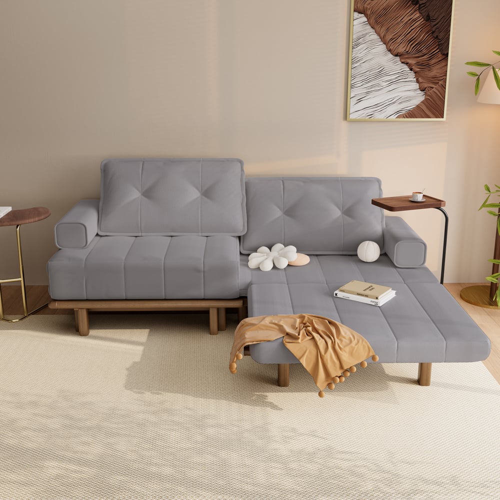 Questions et Réponses pour Futon convertible 3 places en cuir Performance Queen avec table d'appoint