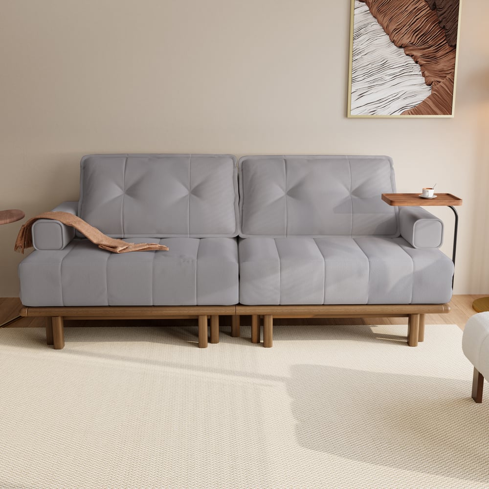 Questions et Réponses pour Futon convertible 3 places en cuir Performance Queen avec table d'appoint