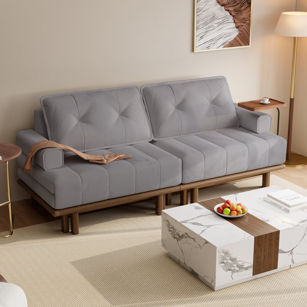 Questions et Réponses pour Futon convertible 3 places en cuir Performance Queen avec table d'appoint