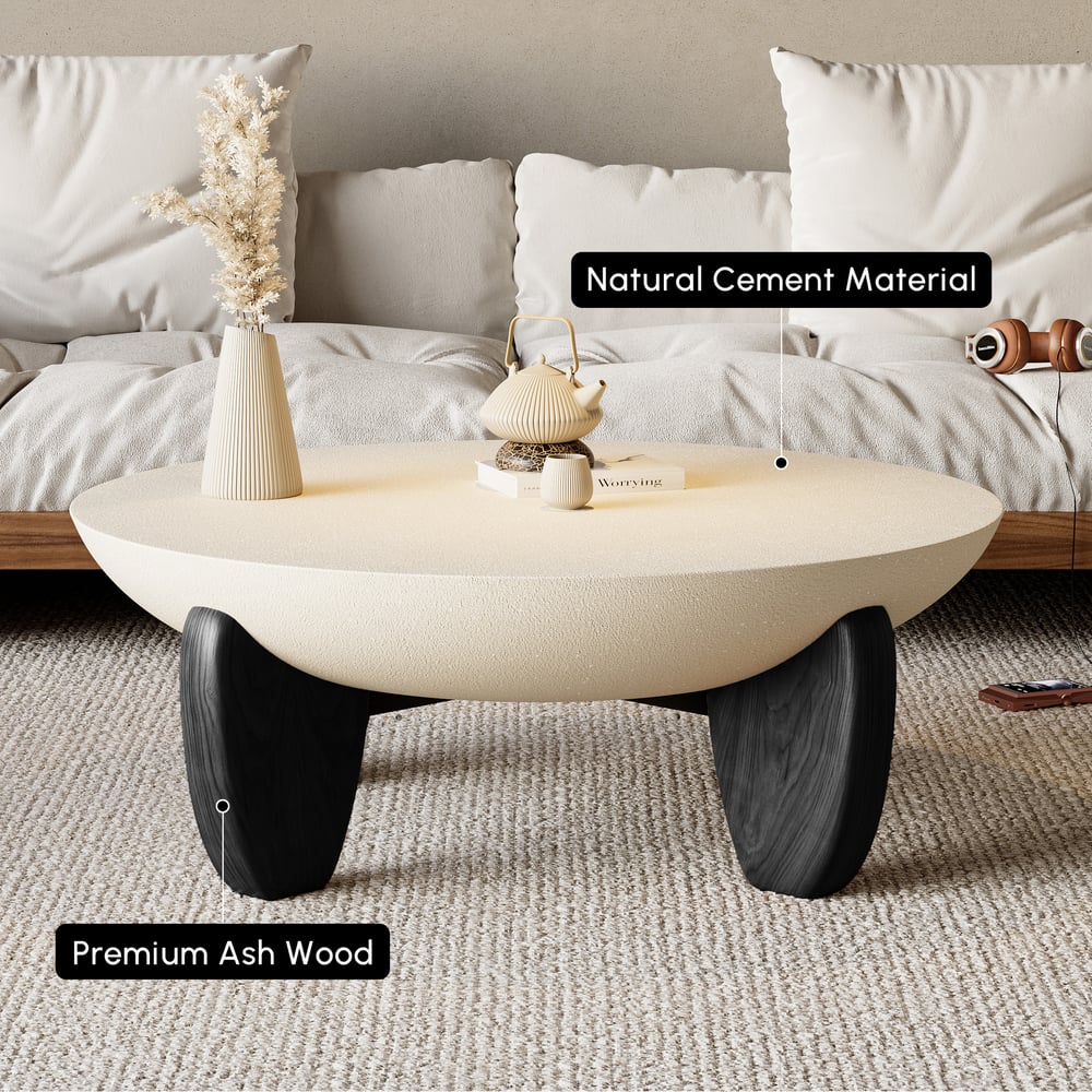 Questions and Answers for Curva 37" Round Concrete Coffee Table with Ash Wood Legs