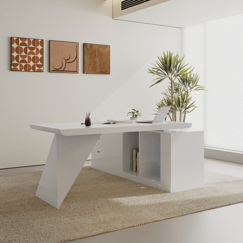 Avis Clients sur Ensemble de bureau et chaise de bureau pour gauchers exécutifs blancs modernes en forme de L (1800 mm)