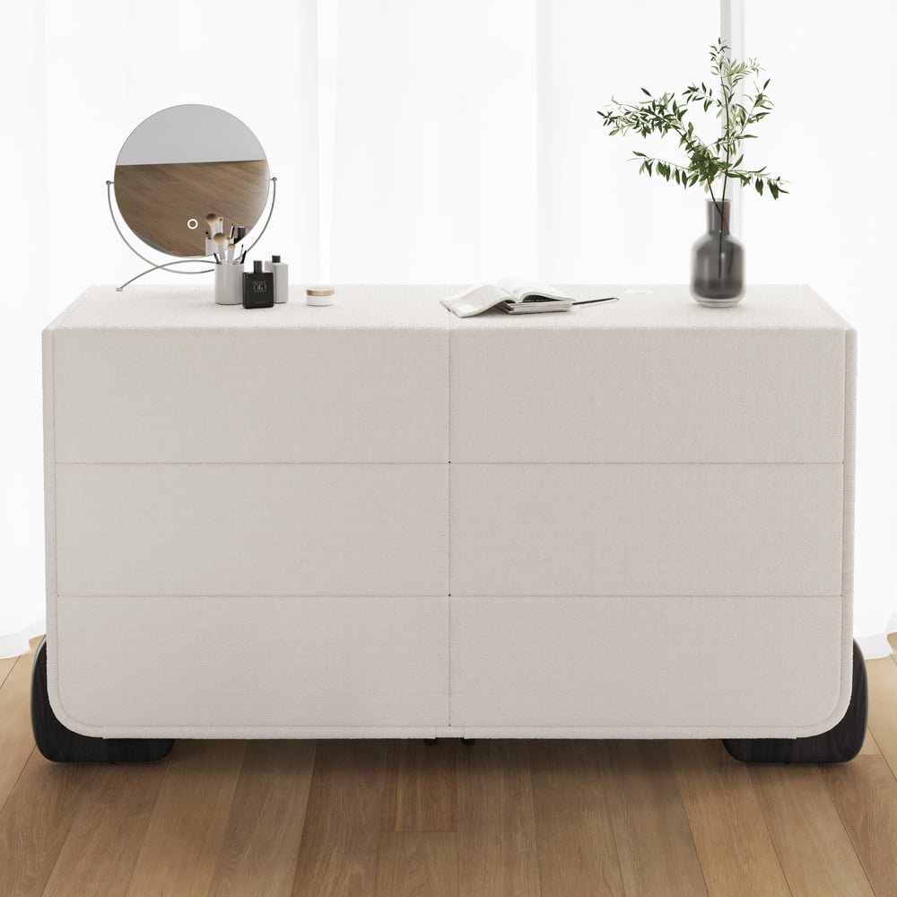 Otázky a odpovědi pro Curva 63" Boucle bílá 6zásuvková inteligentní komoda