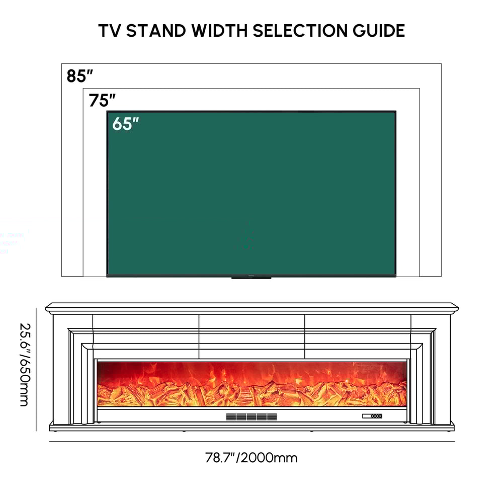 78.7" Electric Fireplace TV Stand with Remote Control weights dimensions image