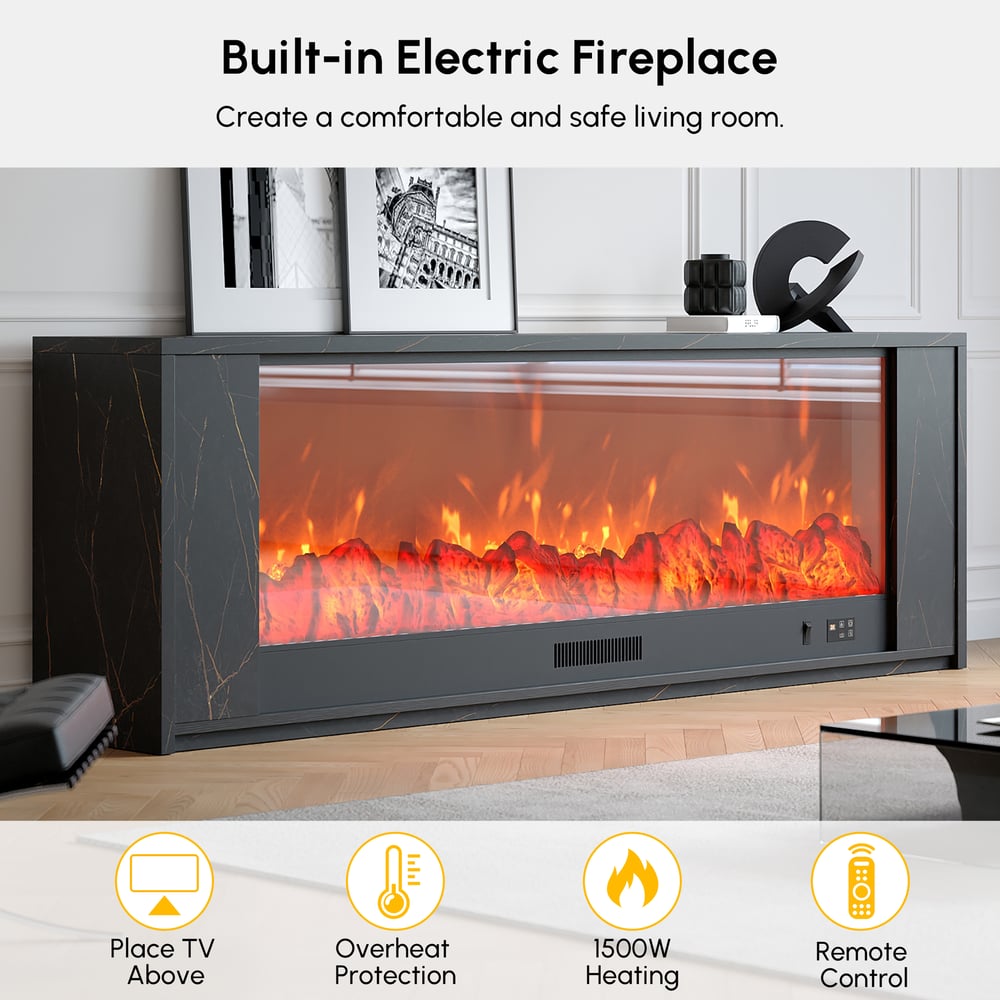 Customer Reviews for TV cabinet with electric fireplace in sintered stone sheet of 200 cm in black