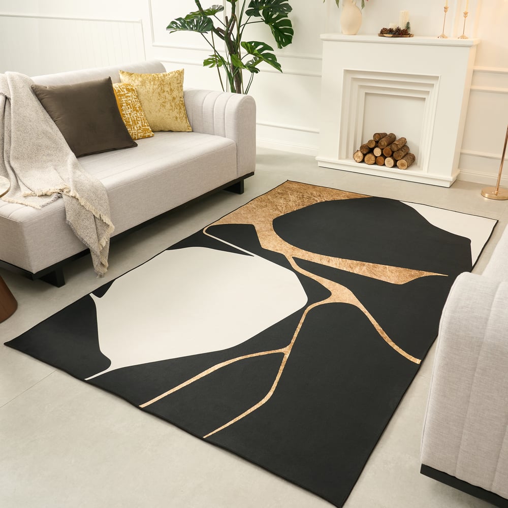 Questions and Answers for 1500mm x 2400mm Area Rug Modern Abstract Living Room Rug Non Slip & Machine Washable