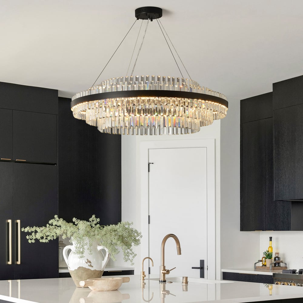 Questions and Answers for Fixedo Modern Tiered Crystal LED Chandelier in Black Light