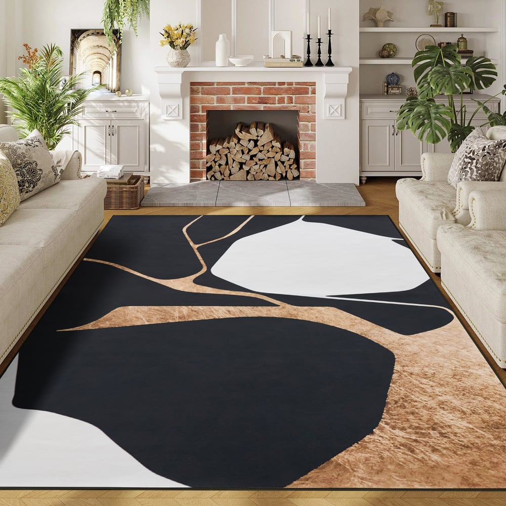 Questions and Answers for 1500mm x 2400mm Area Rug Modern Abstract Living Room Rug Non Slip & Machine Washable