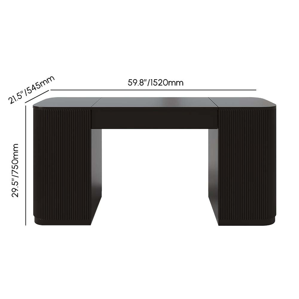 Modern Black Standing Computer Desk & Black Faux Leather Office Chair Set weights dimensions image