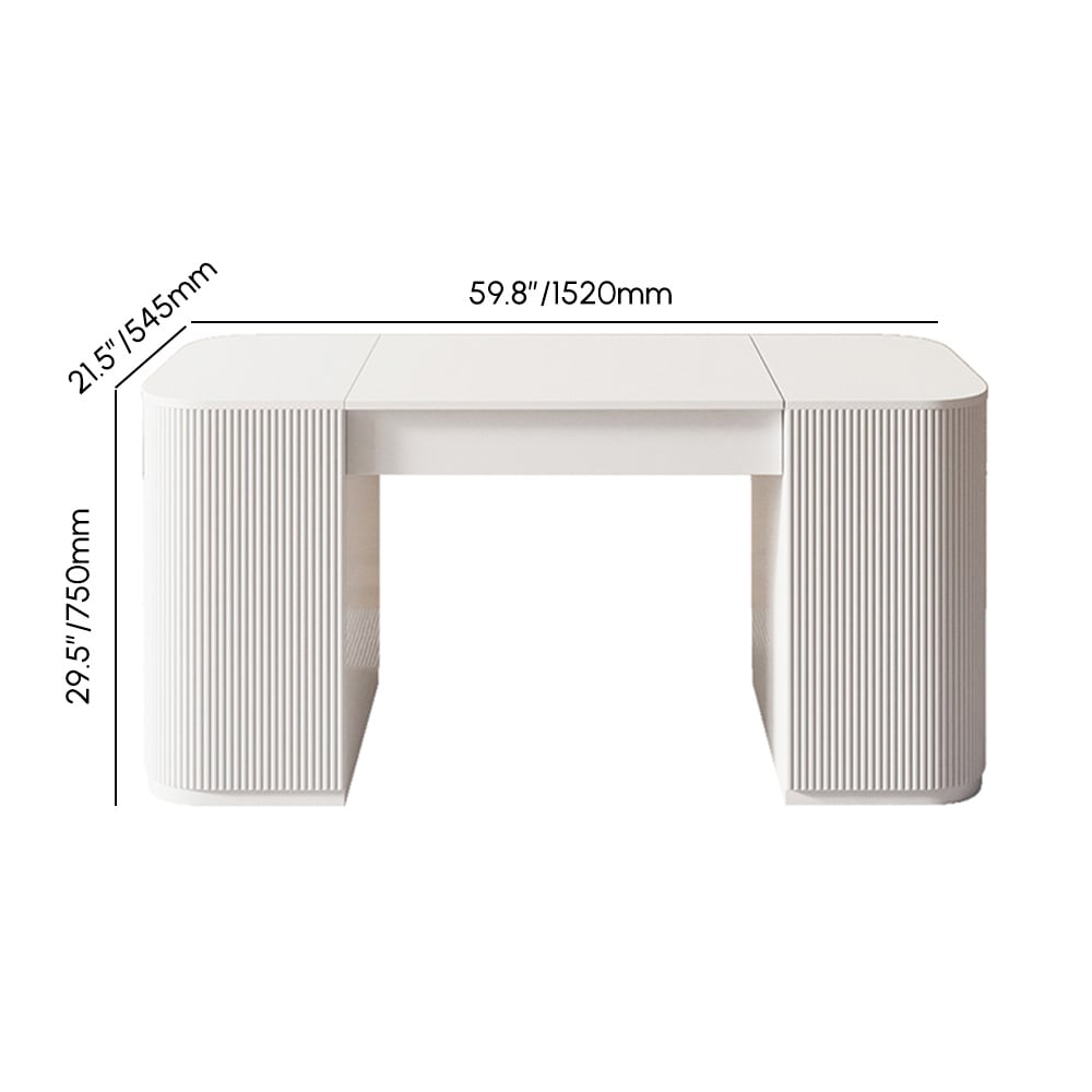 Modern White Standing Computer Desk & Footrest - Ergonomic Leather Office Desk Chair Set weights dimensions image