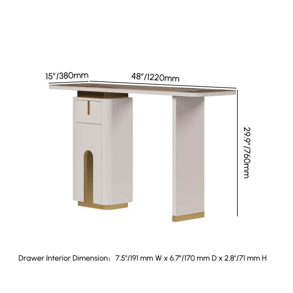 Artus 48" Modern Sintered Stone Console Table with Storage Entryway Table weights dimensions image