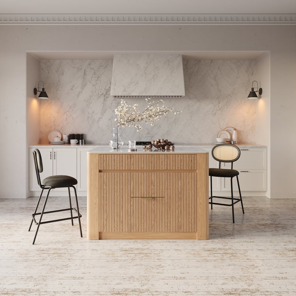 Questions and Answers for 51" Sintered Stone Top Solid Wood Kitchen Island with Storage