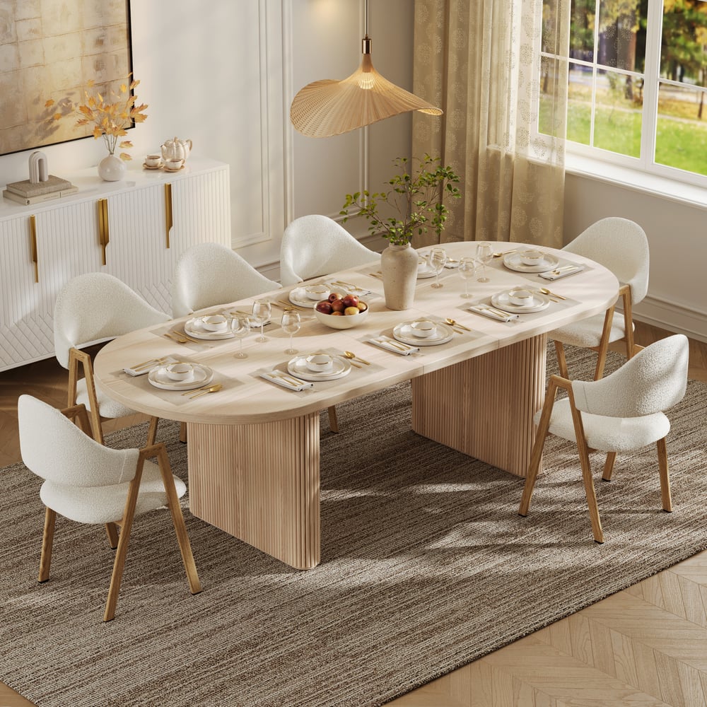Customer Reviews for Fluve 200 cm - 240 cm Extendable Oval Whitewash Dining Table, Seats 6-8
