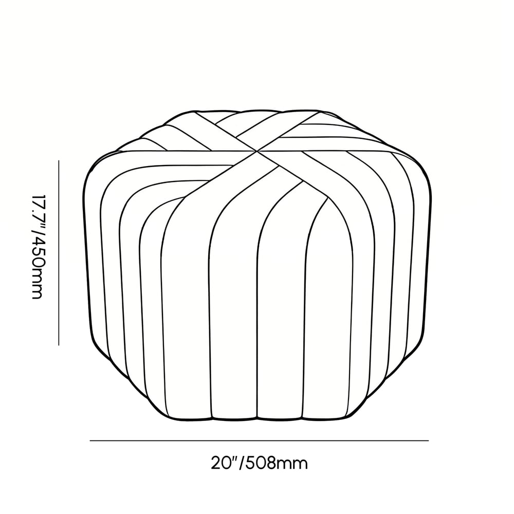 Velvet Wide Hexagonal Pouf Ottoman weights dimensions image