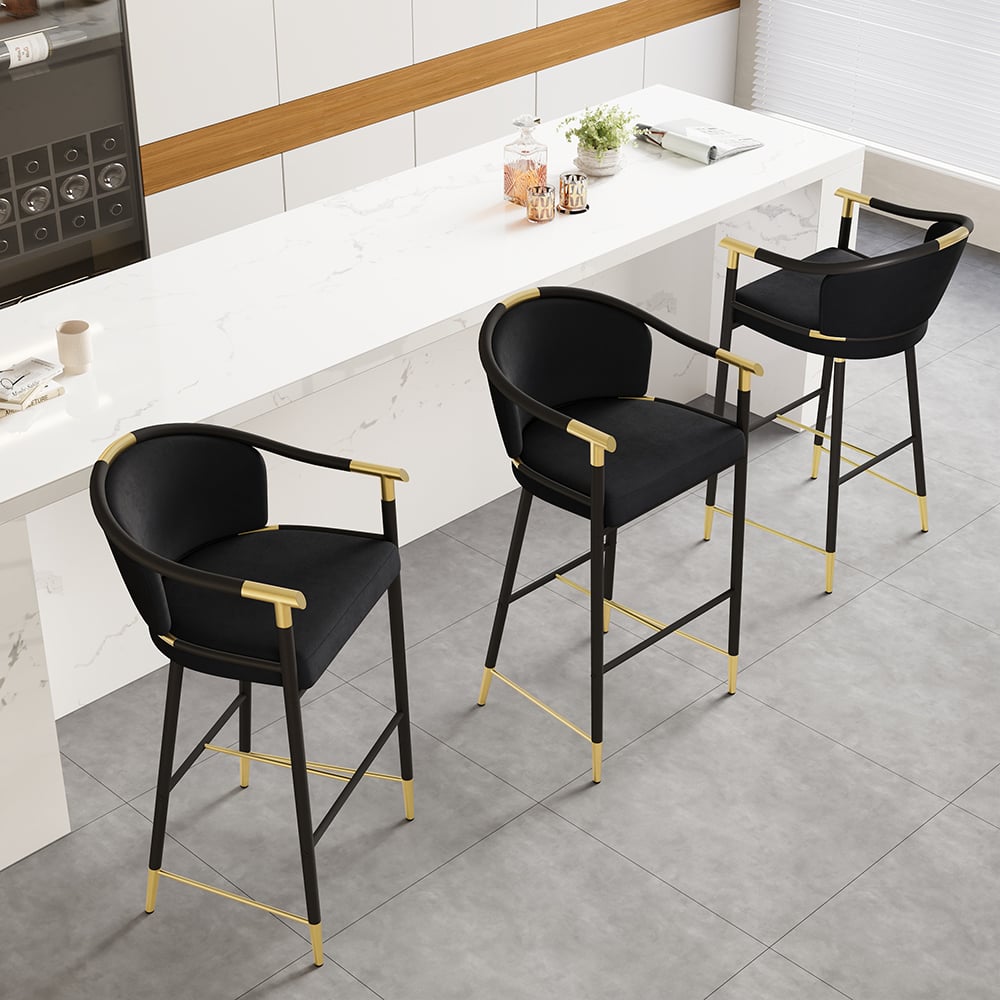 Customer Reviews for Modern Upholstered Velvet Bar Stool in Black, 1 Piece