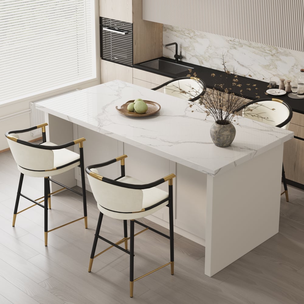 Questions and Answers for Cranis Beige Velvet Counter Stool with Upholstered, 1 Piece