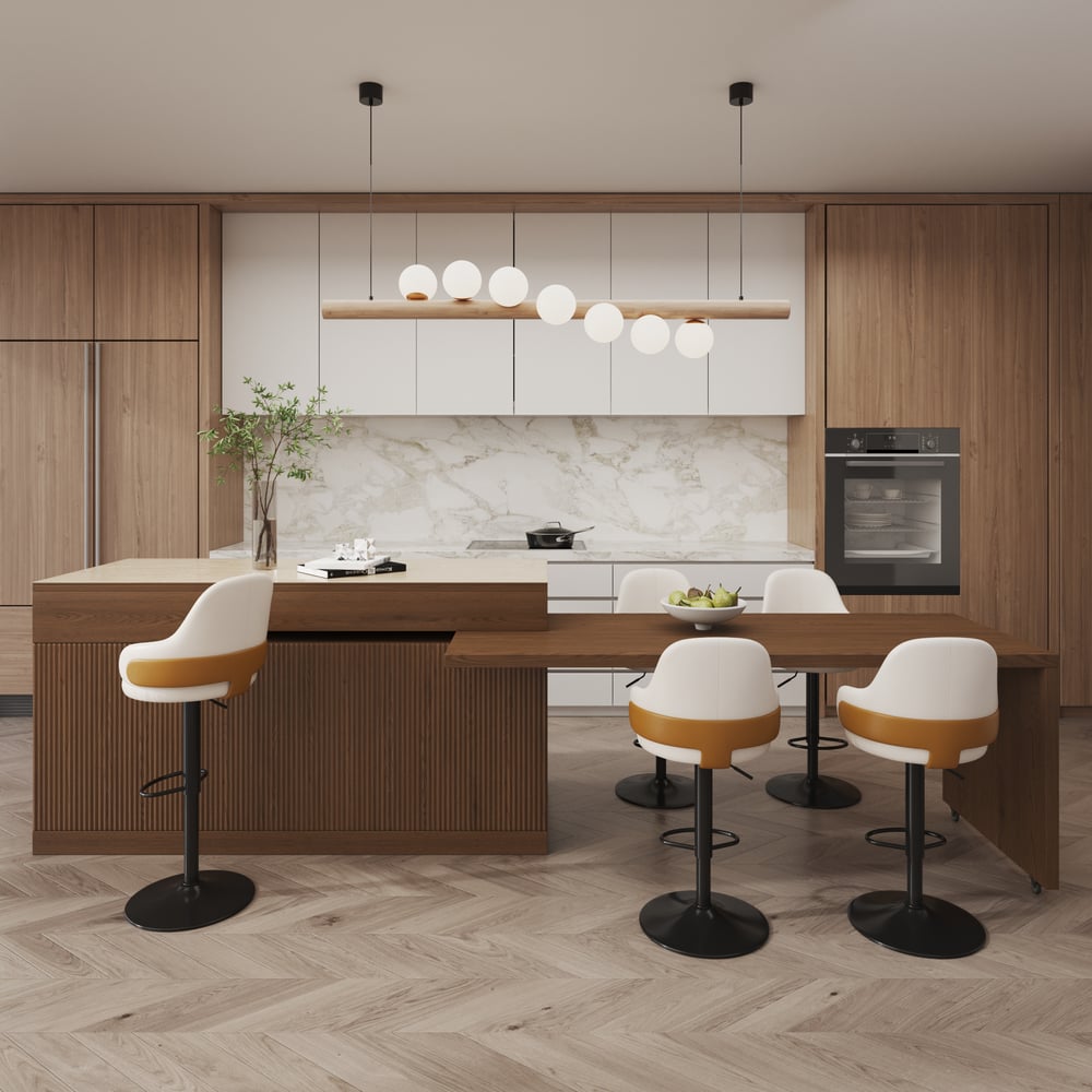 Questions and Answers for 81''-106" Extendable Kitchen Island with Doors & Drawers Walnut Sintered Stone Top