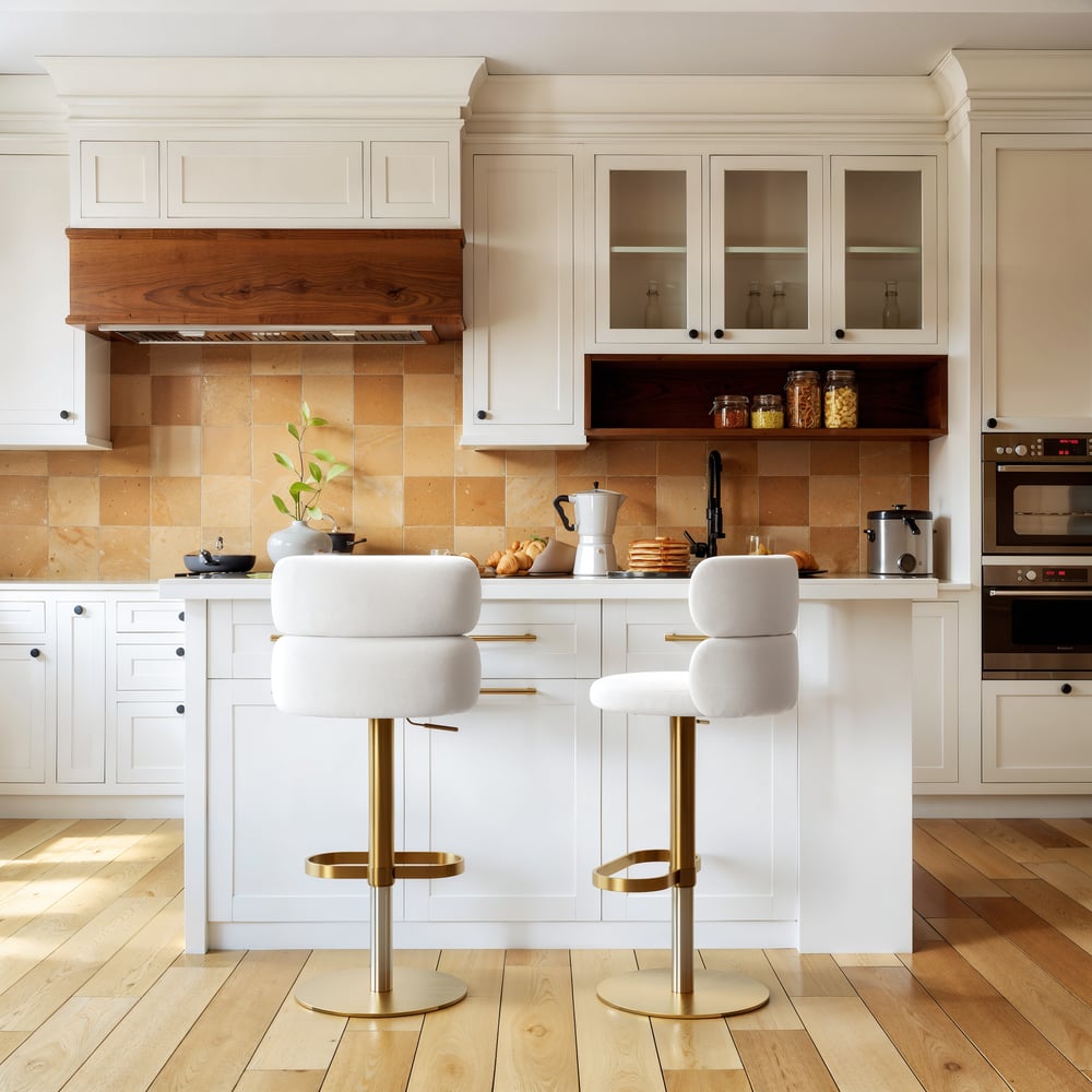 Customer Reviews for Swivel 4-Piece Bar Stool Kitchen Island Curved Back Beige Velvet Adjustable Height Gold