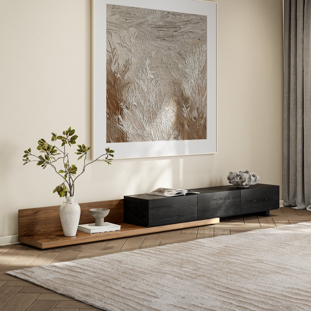 Questions and Answers for Extendable Floor Walnut TV Stand with 3 Drawers(84"-110")