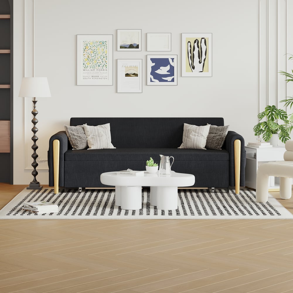 Avis Clients sur Canapé-lit 3 places avec lit gigogne et espace de rangement en noir