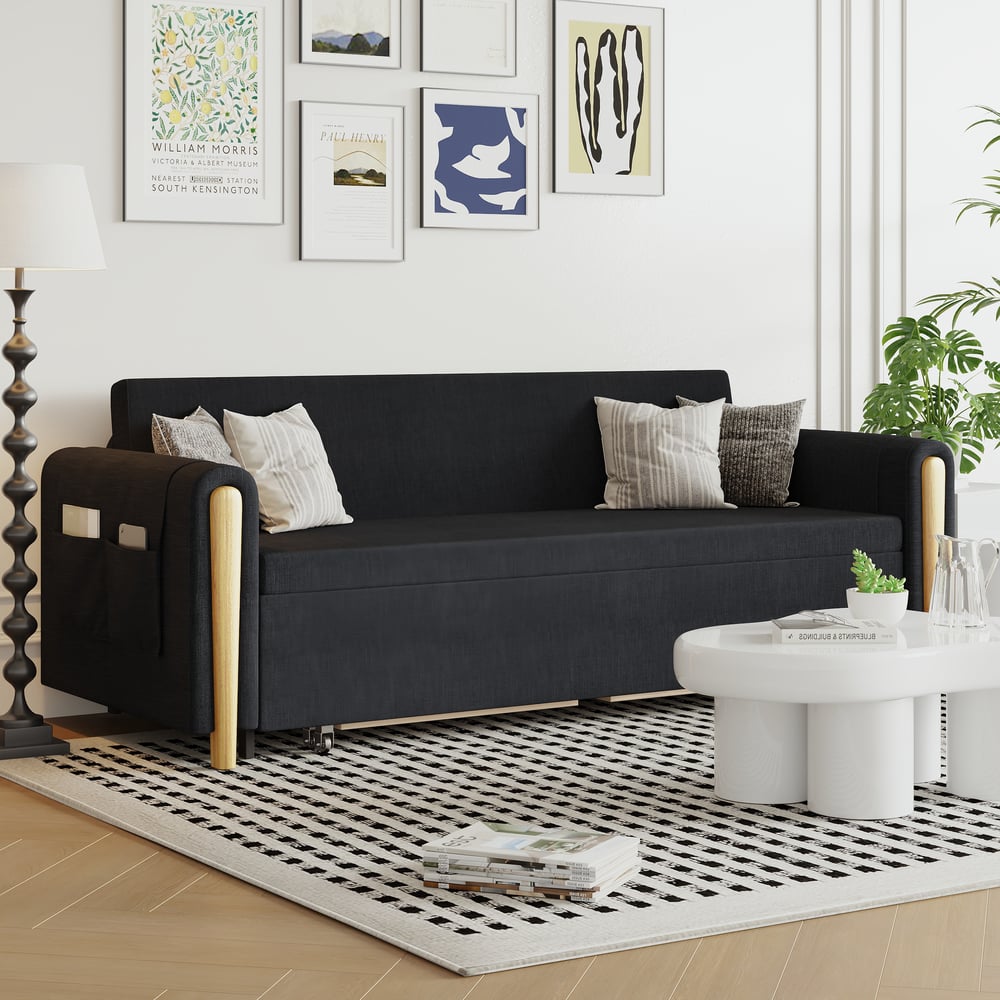 Avis Clients sur Canapé-lit 3 places avec lit gigogne et espace de rangement en noir